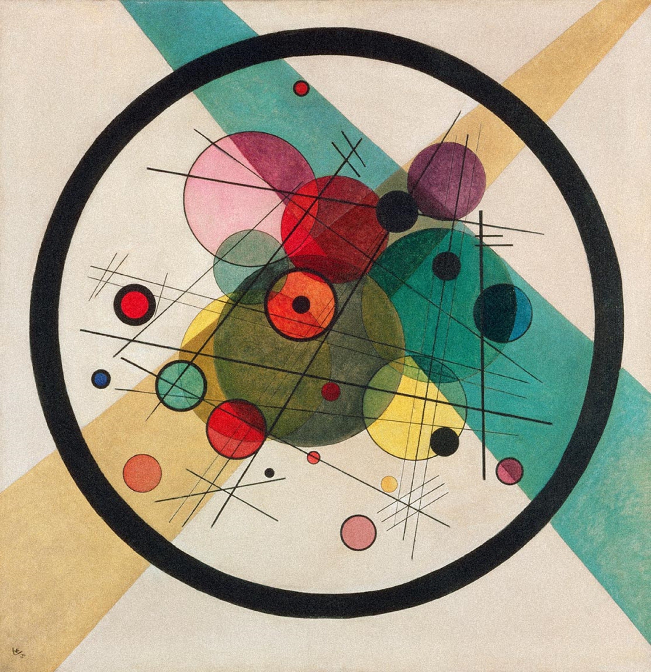A3 Art Print titled Circles in a Circle by Wassily Kandinsky for room decor