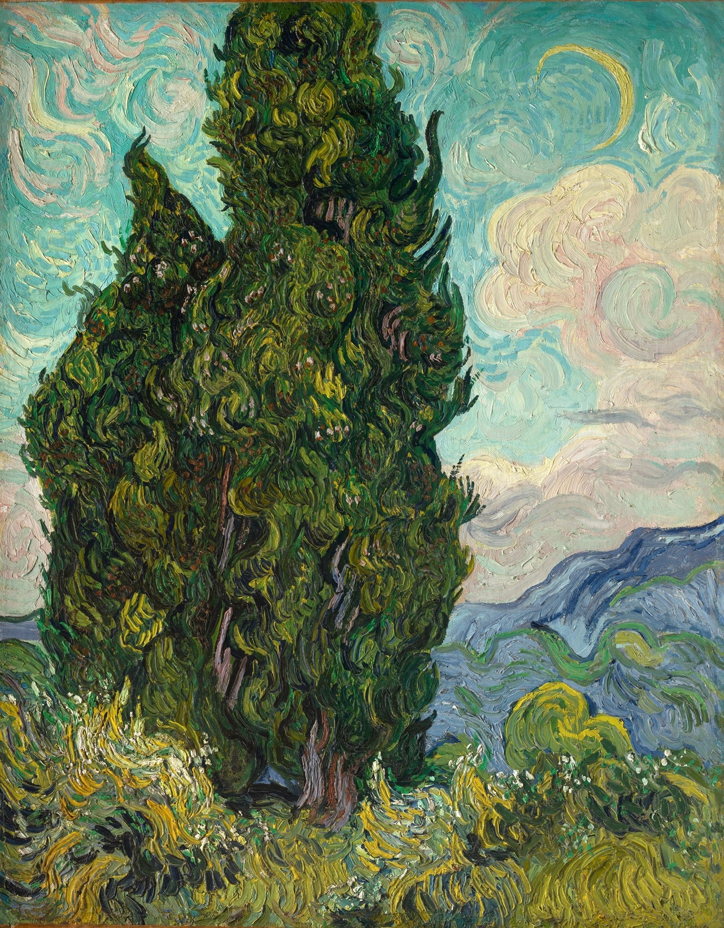 A3 Art Print titled Cypresses by Vincent Van Gogh for room decor