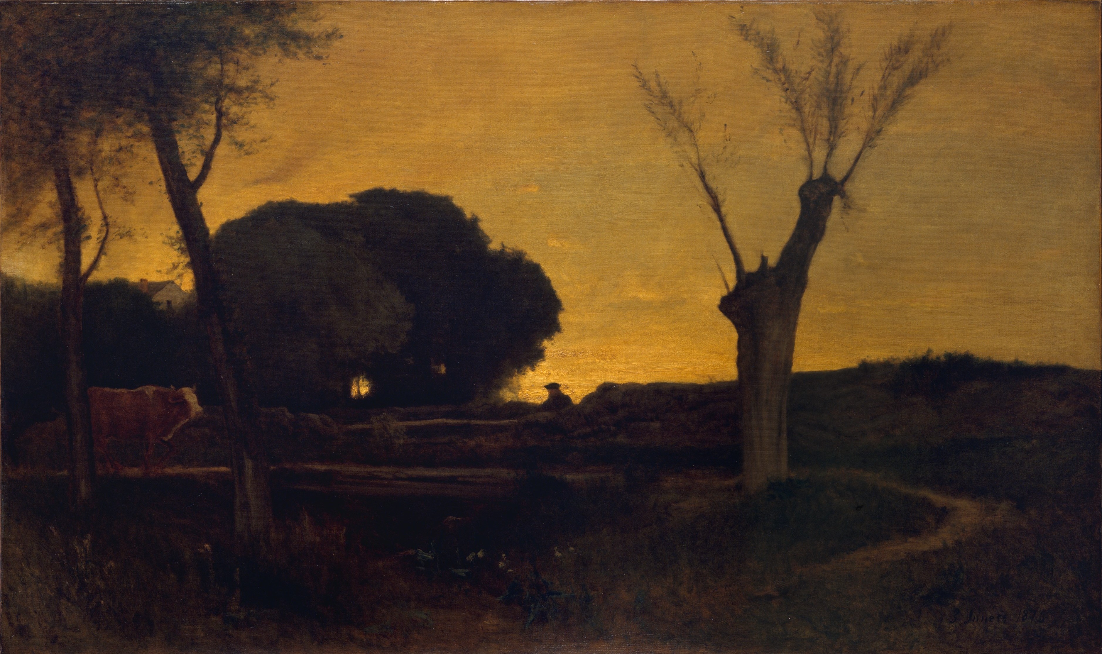 A3 Art Print titled Evening at Medfield, Massachusetts by George Inness for room decor