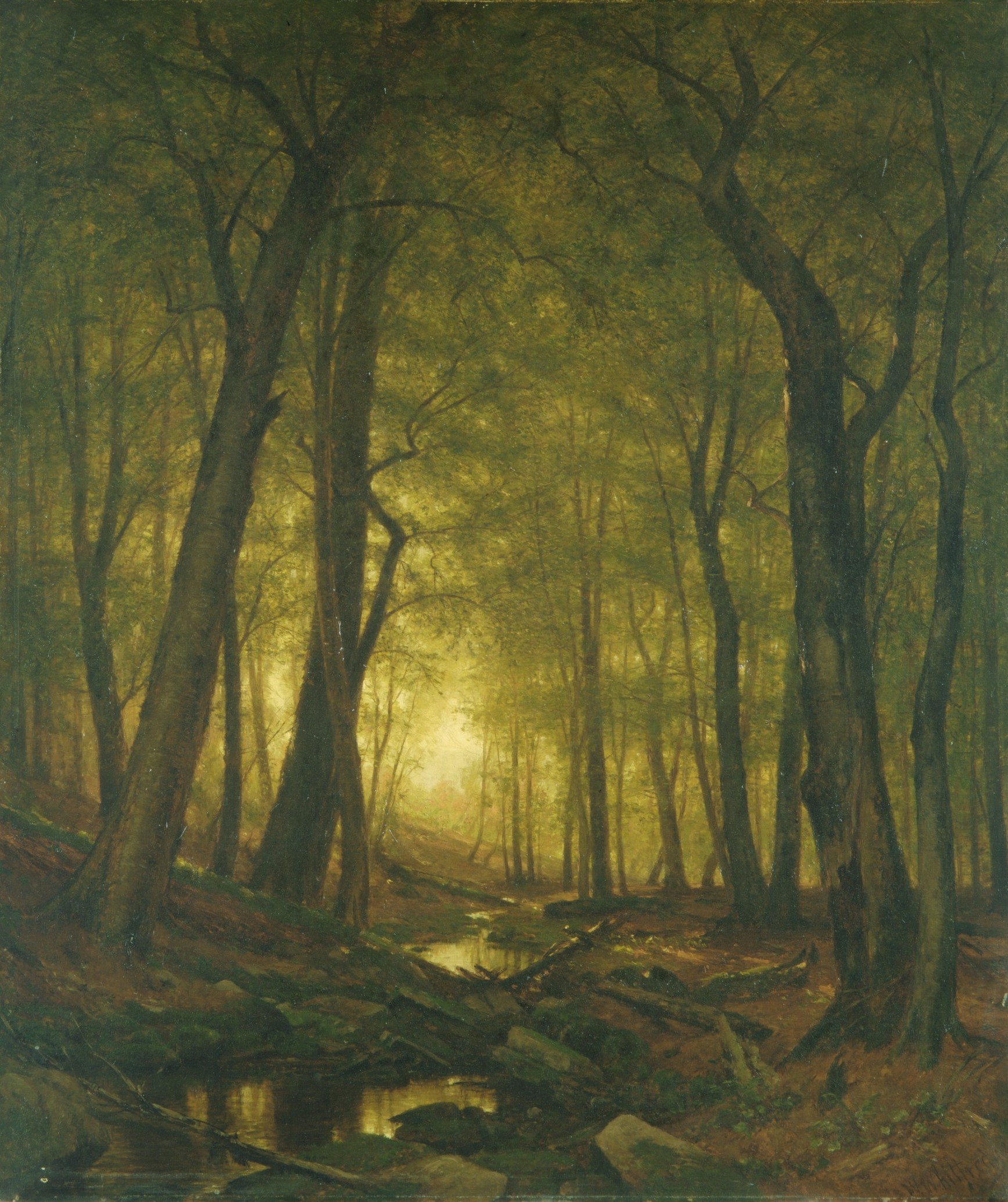 A3 Art Print titled Evening in the Woods by Worthington Whittredge for room decor