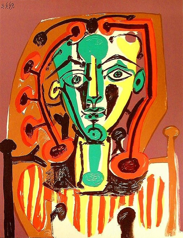 A3 Art Print titled Figure with striped bodice by Pablo Picasso for room decor