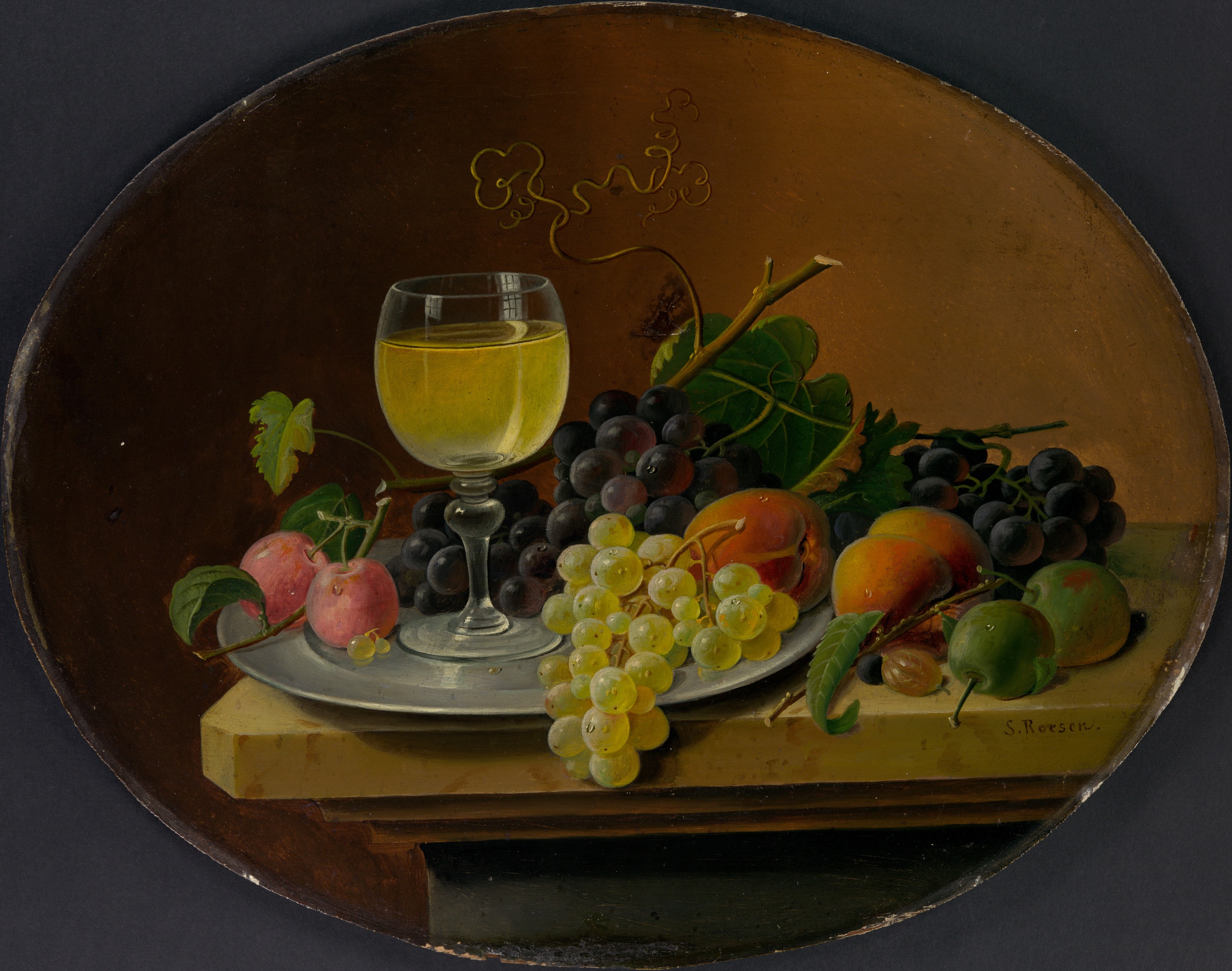 A3 Art Print titled Fruit and Wine Glass by Severin Roesen for room decor