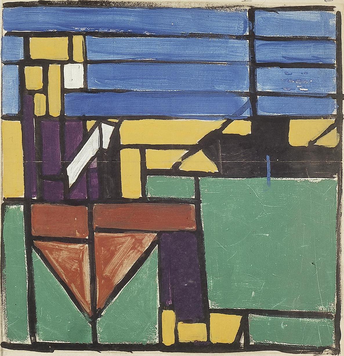 A3 Art Print titled Girl Knitting in the Harbor by Theo van Doesburg for room decor