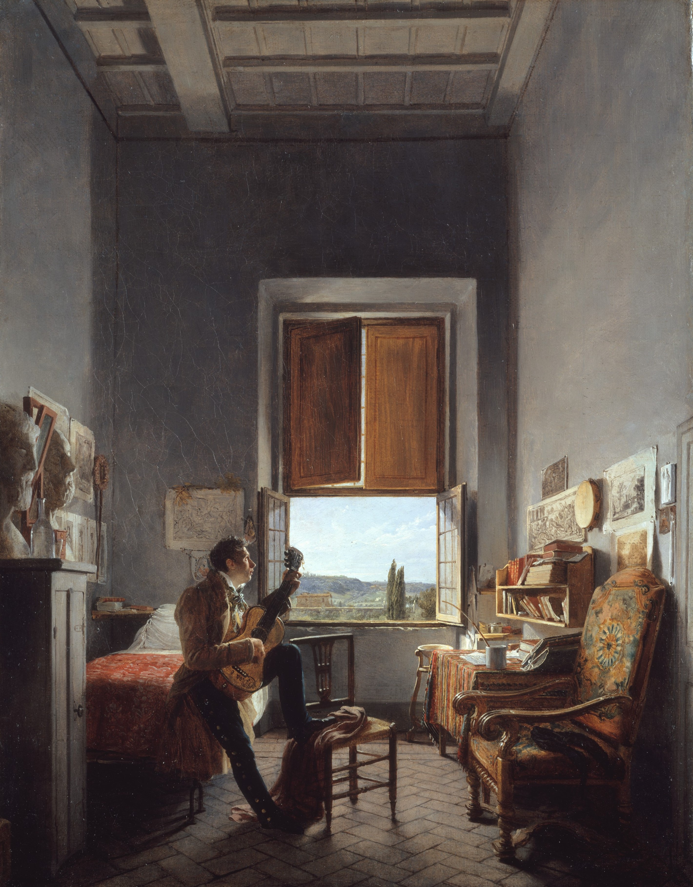 A3 Art Print titled Leon Palliere in His Room at the Villa Medici by Jean Alaux for room decor
