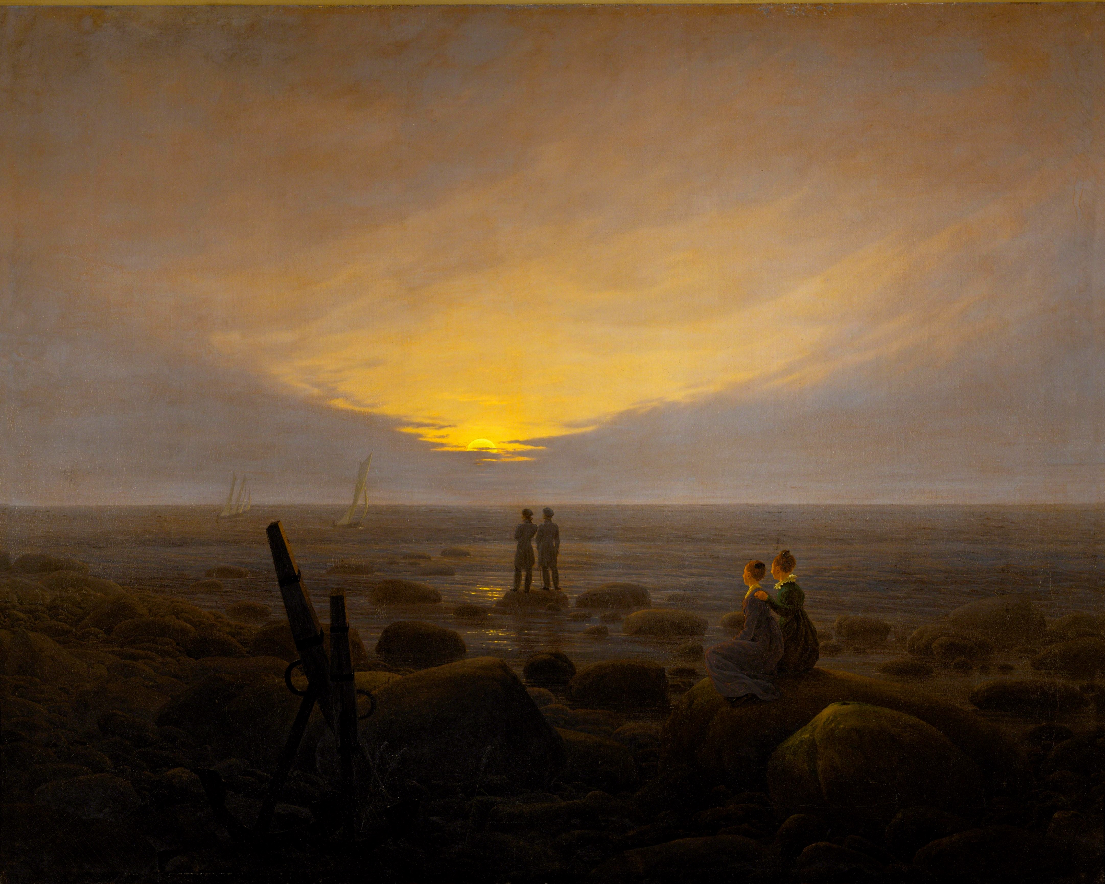 A3 Art Print titled Moonlight over the Sea by Caspar David Friedrich for room decor