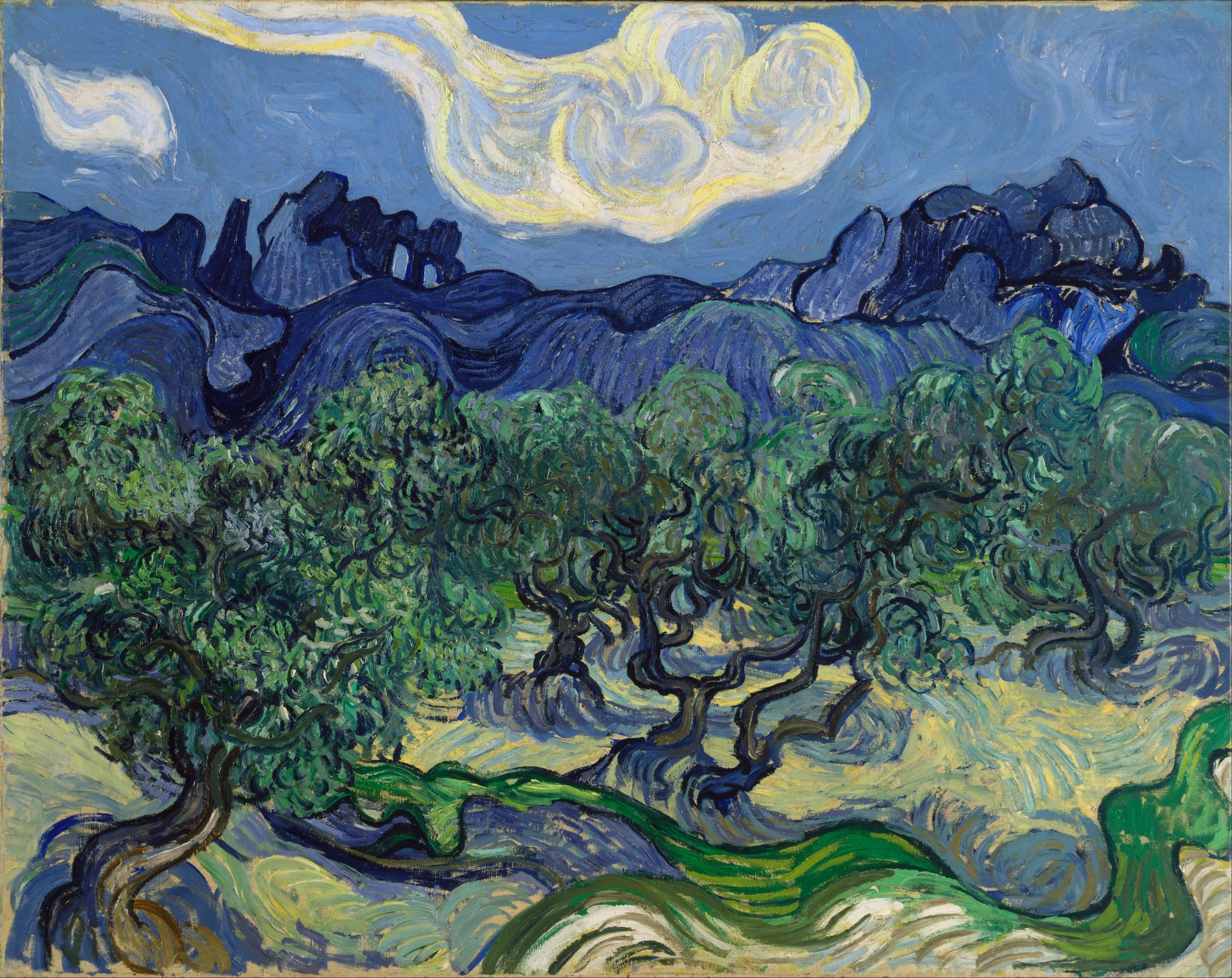 A3 Art Print titled Olive Trees with the Alpilles by Vincent van Gogh for room decor