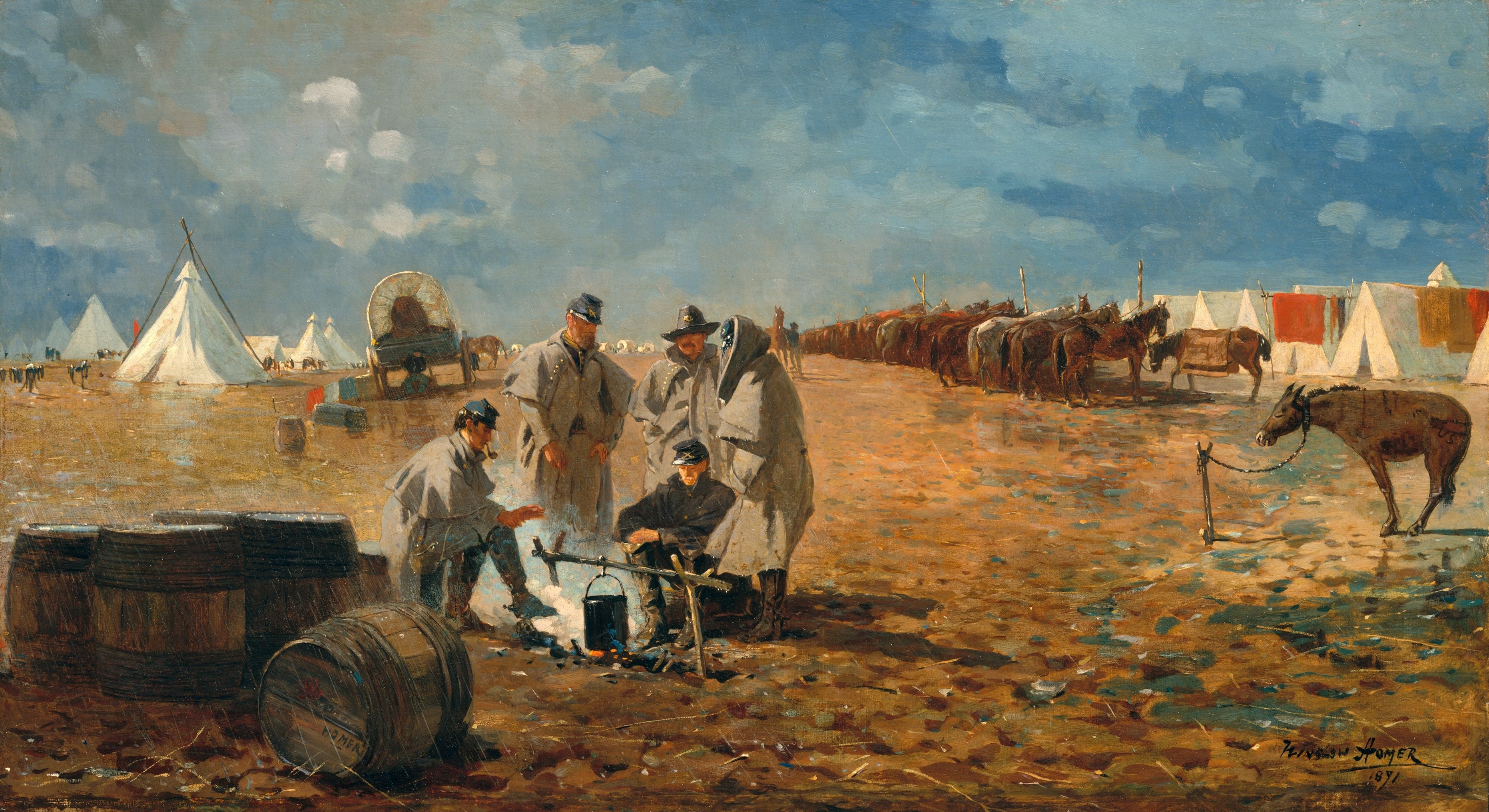 A3 Art Print titled Rainy Day in Camp by Winslow Homer for room decor