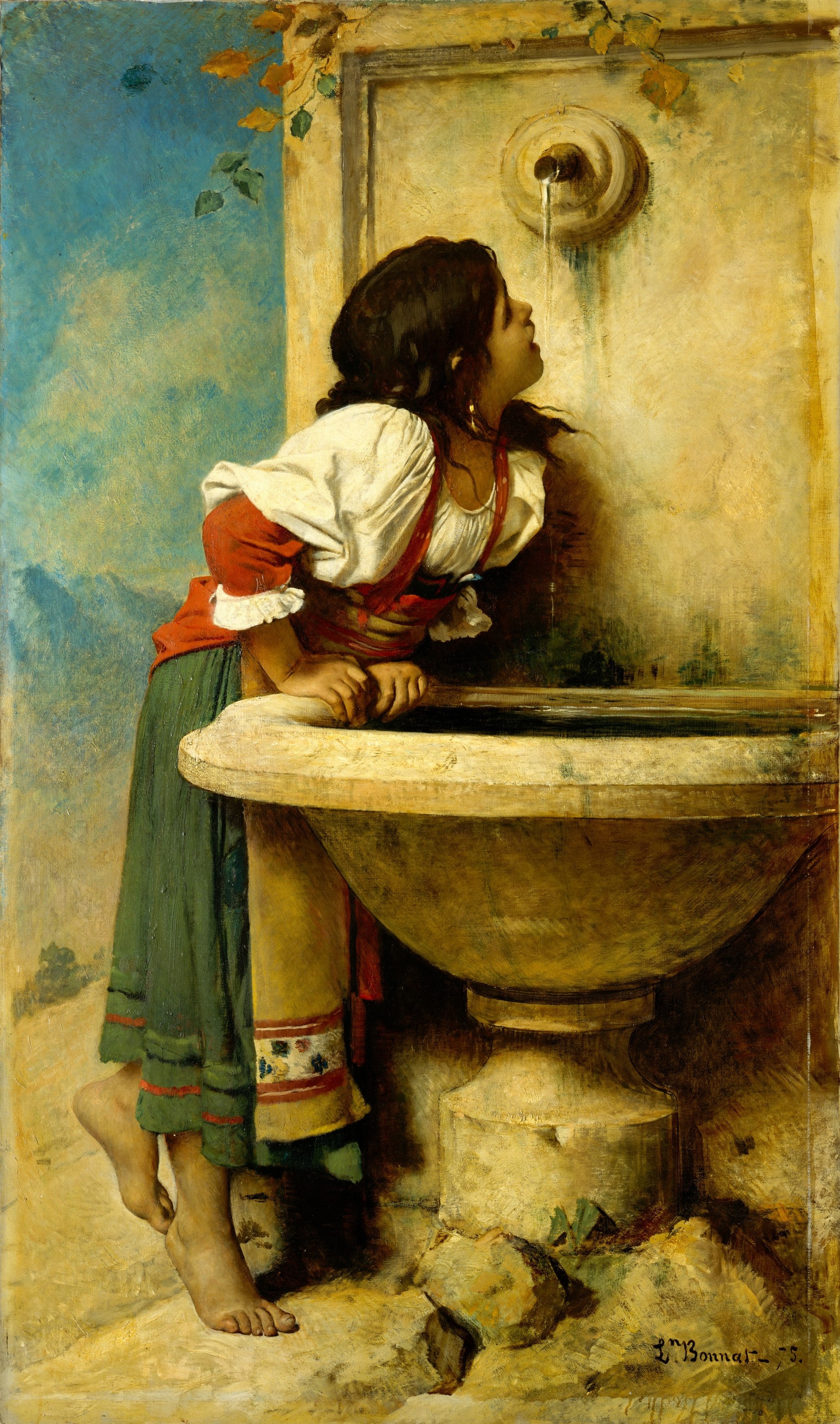 A3 Art Print titled Roman Girl at a Fountain by Leon Bonnat for room decor