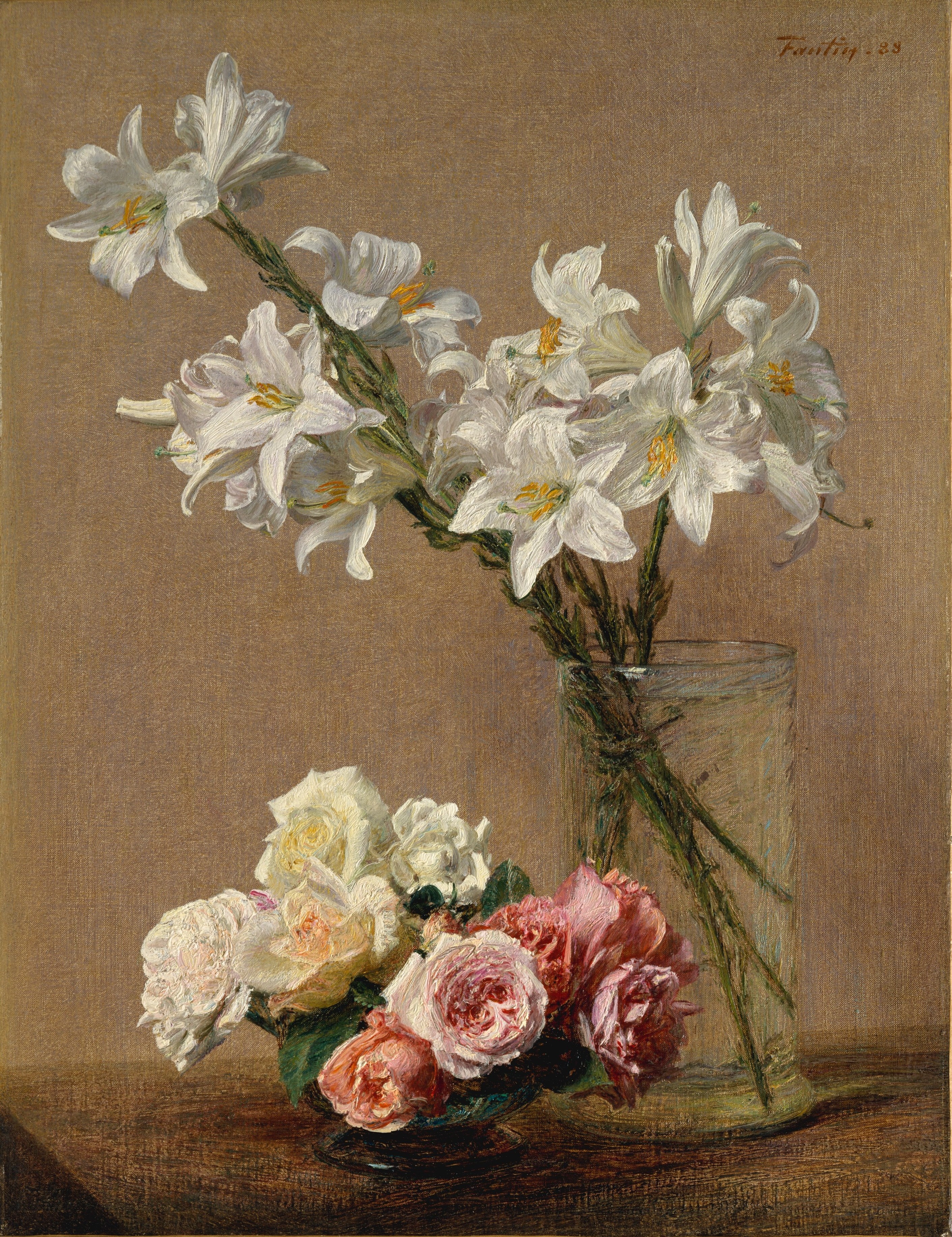 A3 Art Print titled Roses and Lilies by Henri Fantin-Latour for room decor