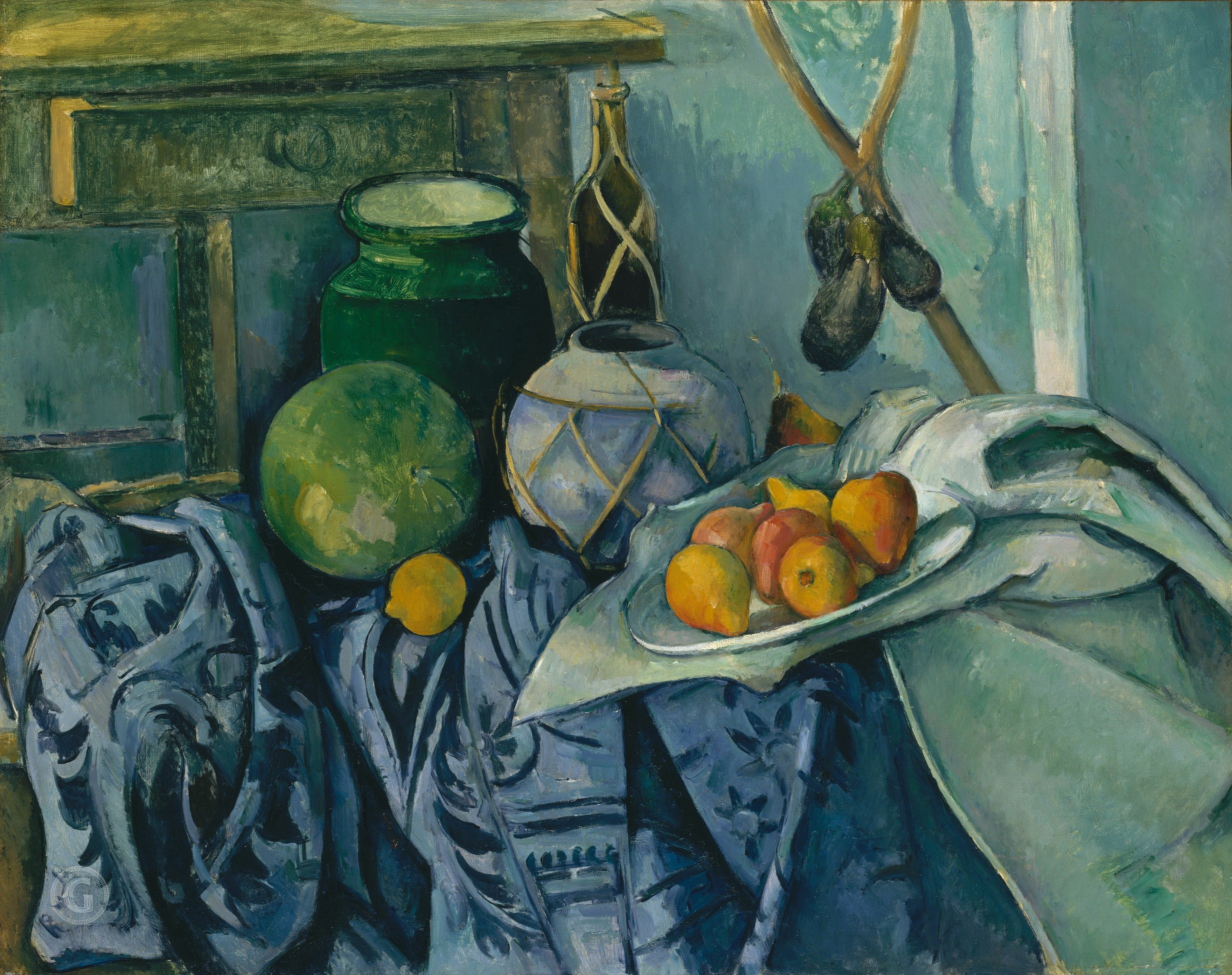 A3 Art Print titled Still Life with a Ginger Jar and Eggplants by Paul Cezanne for room decor