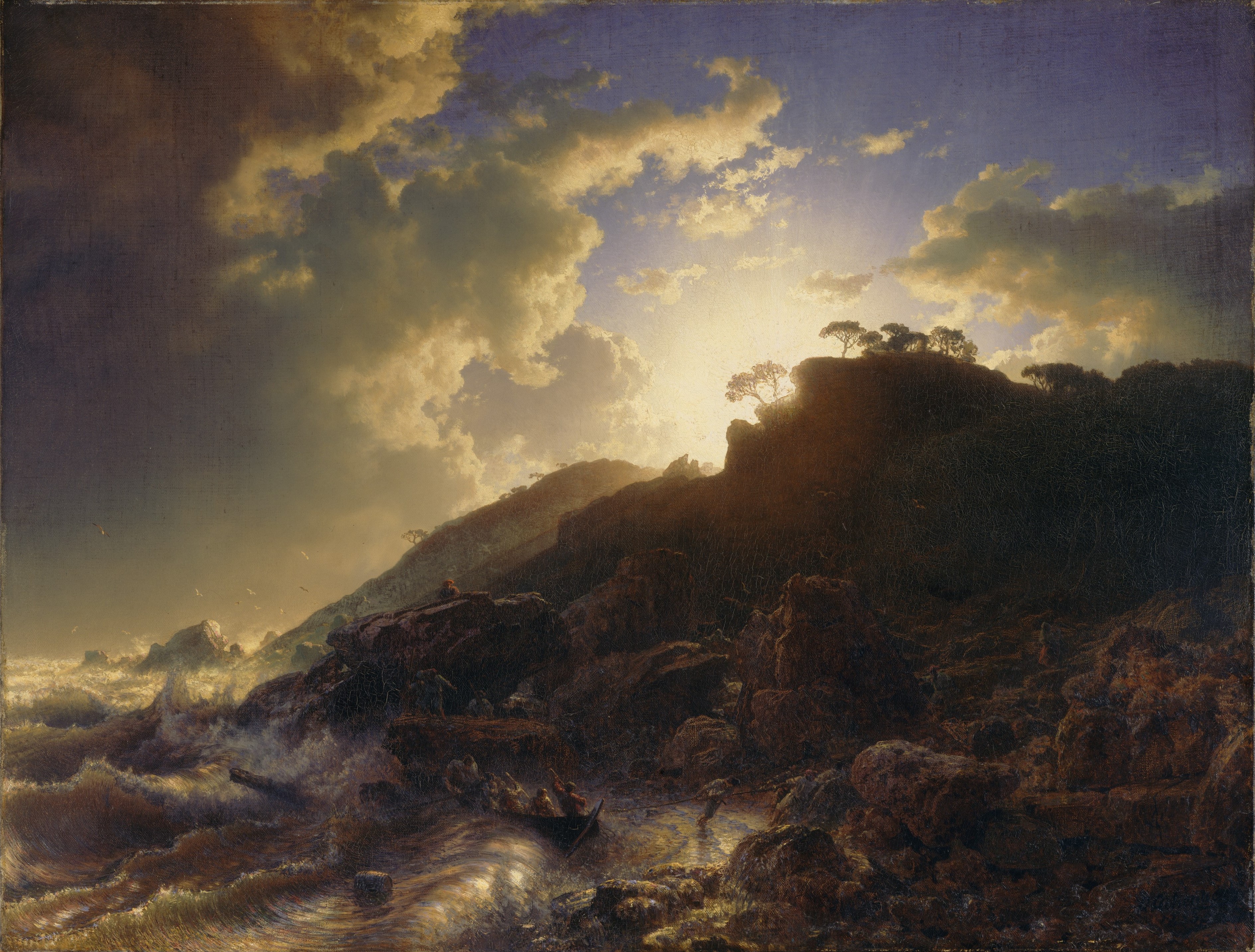 A3 Art Print titled Sunset after a Storm on the Coast of Sicily by Andreas Achenbach for room decor