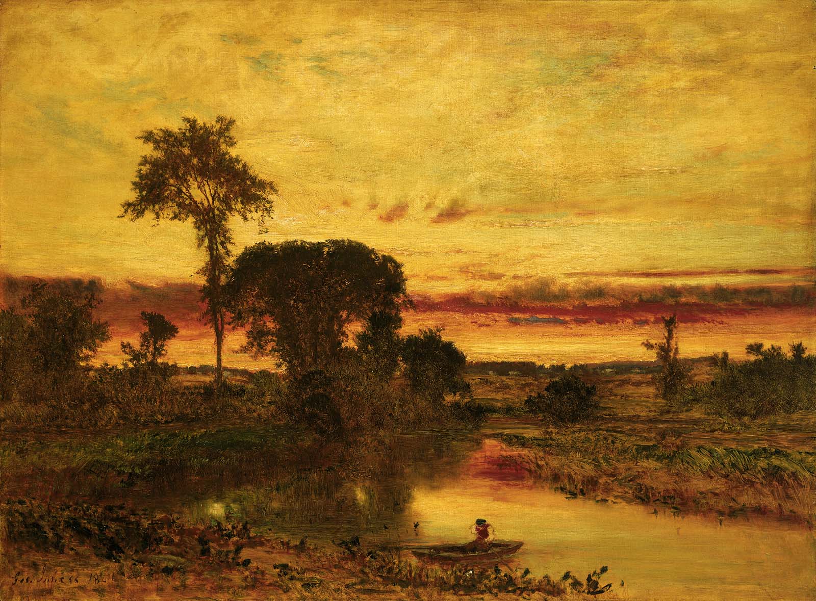 A3 Art Print titled Sunset Landscape, Medfield by George Inness for room decor