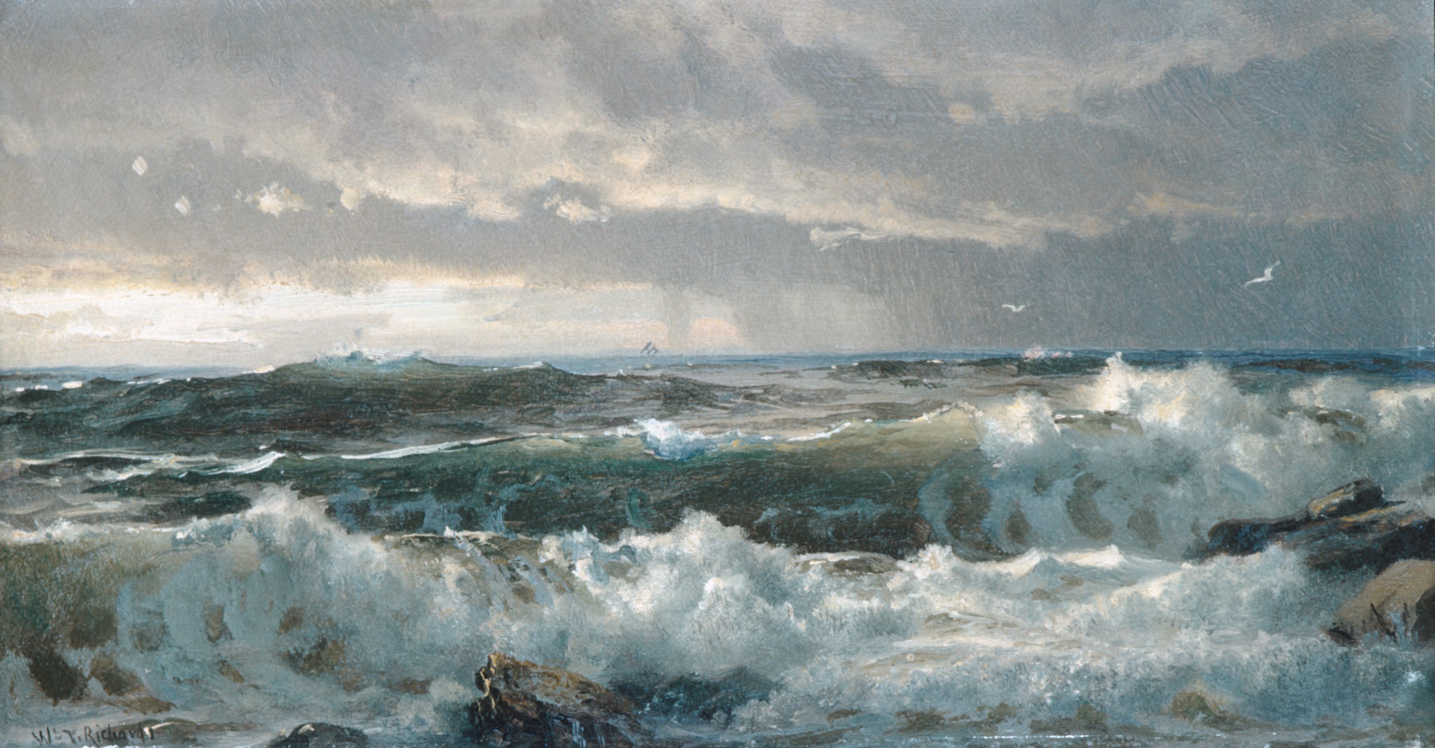 A3 Art Print titled Surf on Rocks by William Trost Richards for room decor