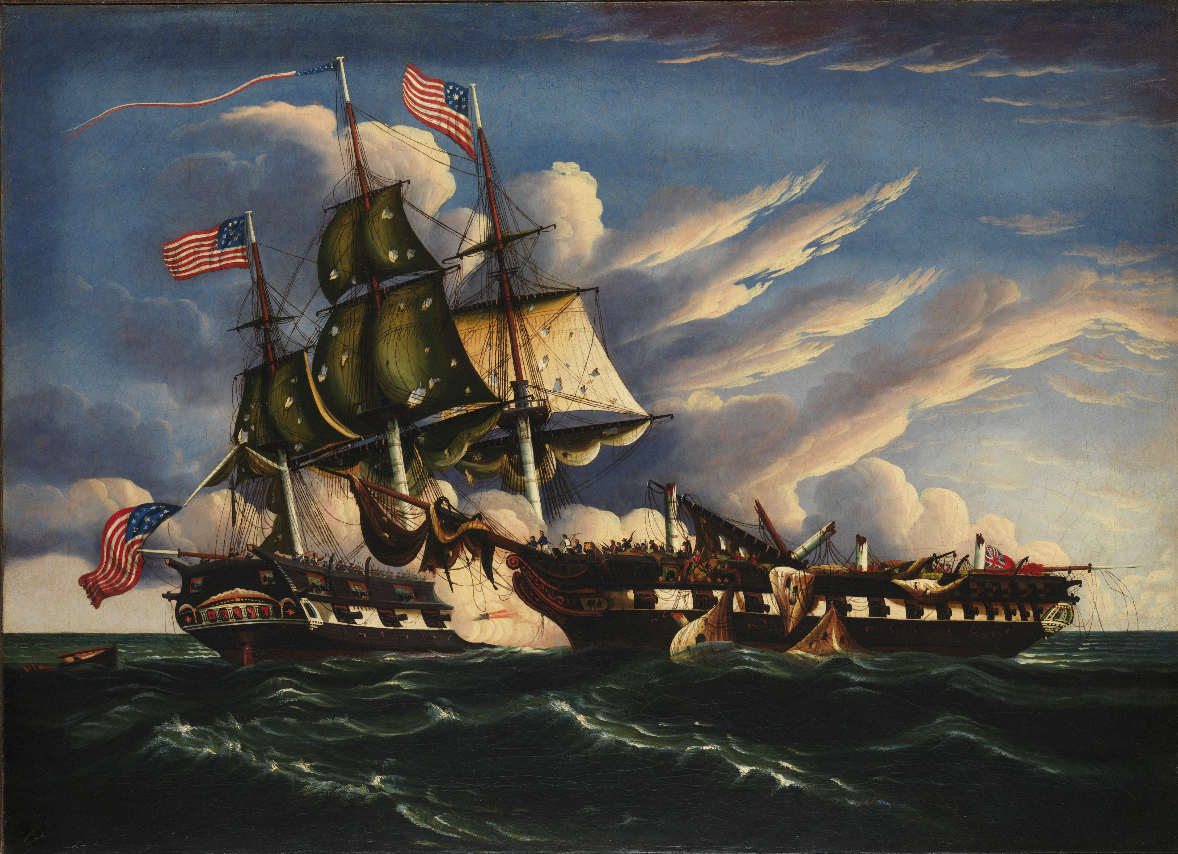 A3 Art Print titled The Constitution and the Guerriere by Thomas Chambers for room decor
