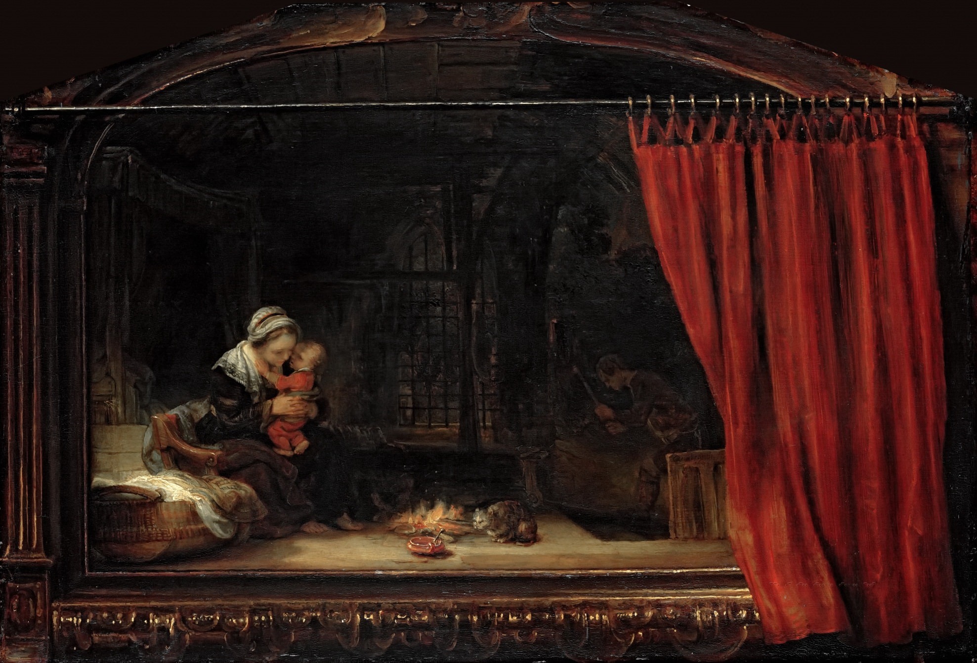 A3 Art Print titled The Holy Family with a Curtain by Rembrandt for room decor