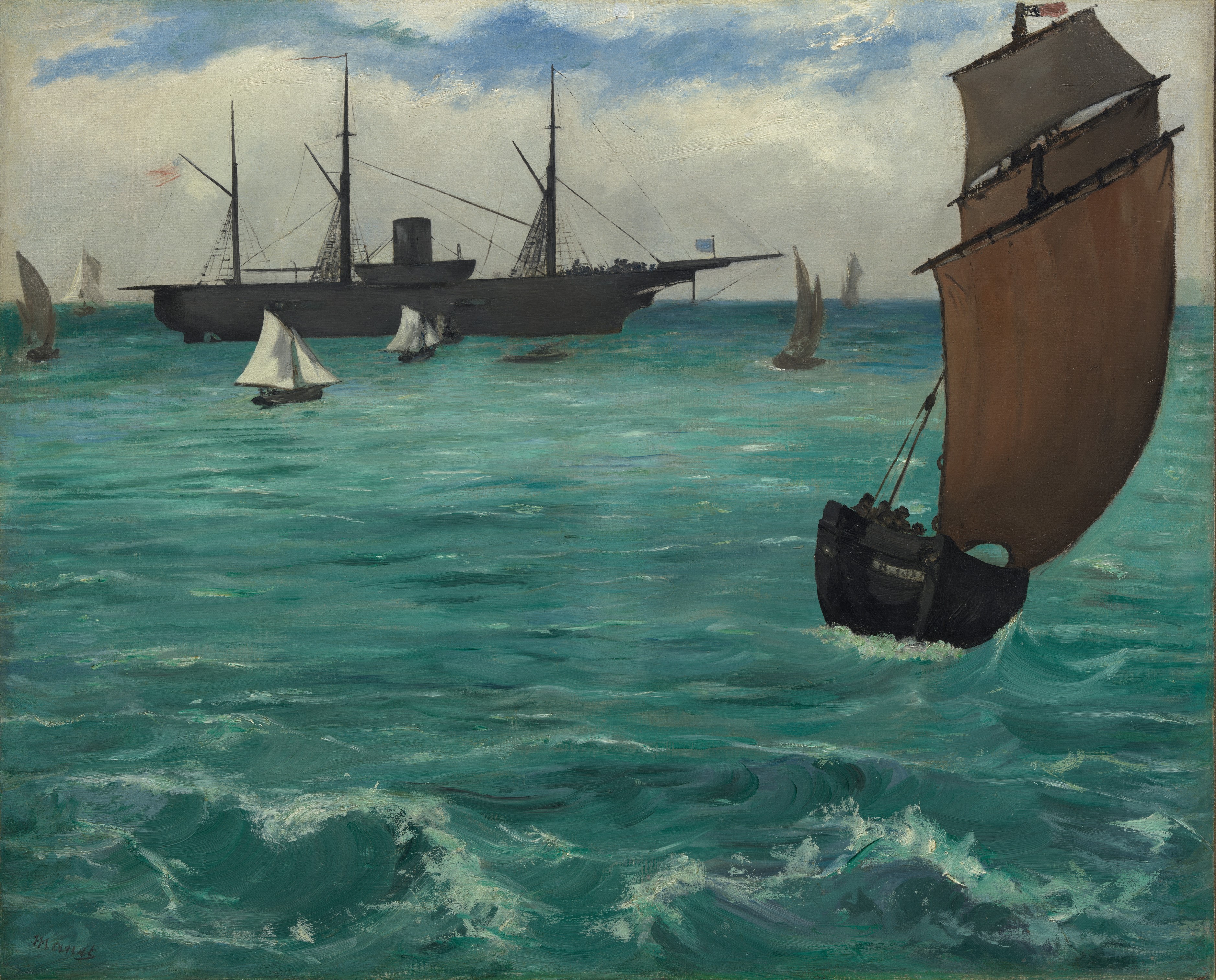 A3 Art Print titled The Kearsarge at Boulogne by Edouard Manet for room decor