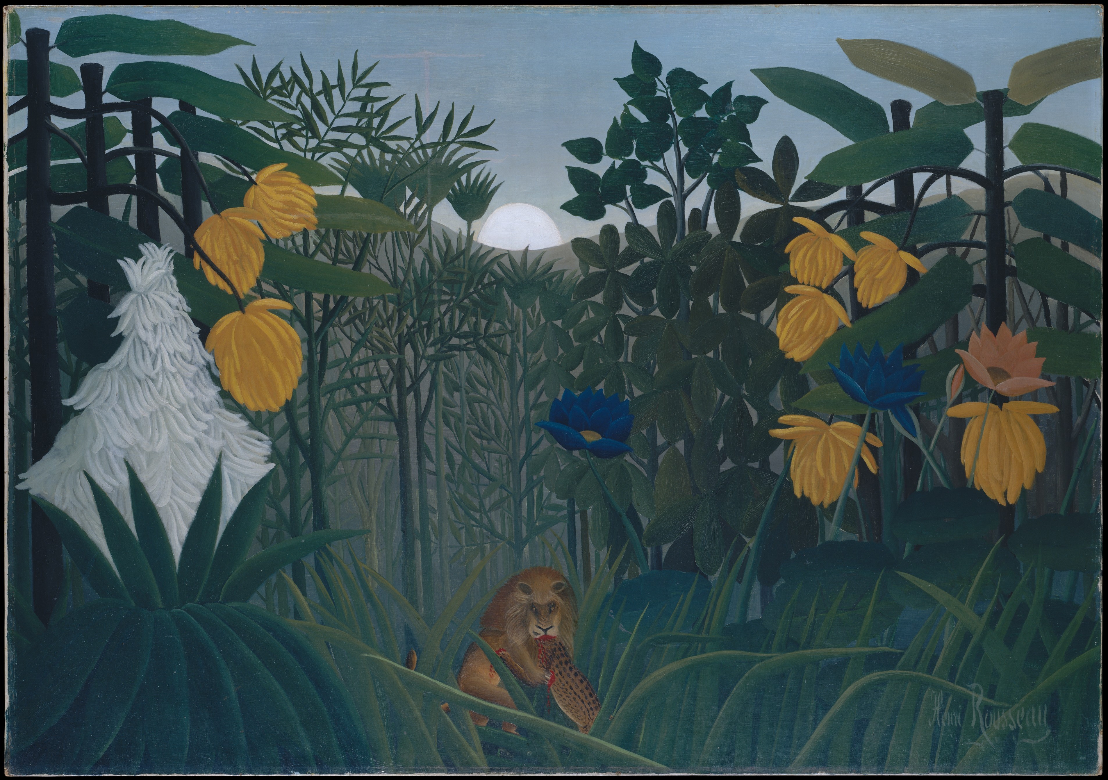 A3 Art Print titled The Rapast of the Lion by Henry Rousseau for room decor