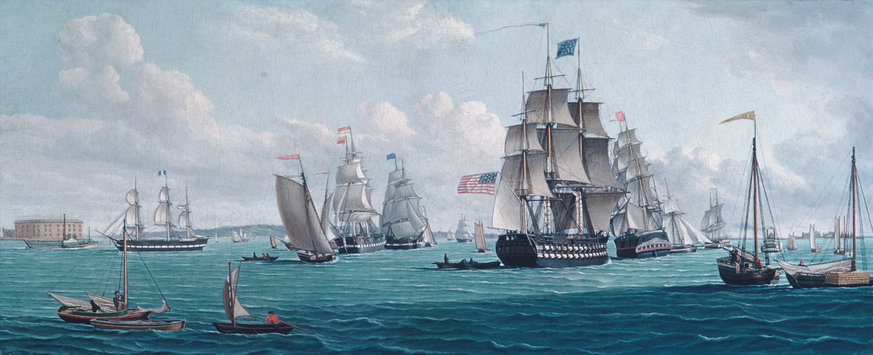 A3 Art Print titled The U. S. Ship Franklin by Thomas Thompson for room decor