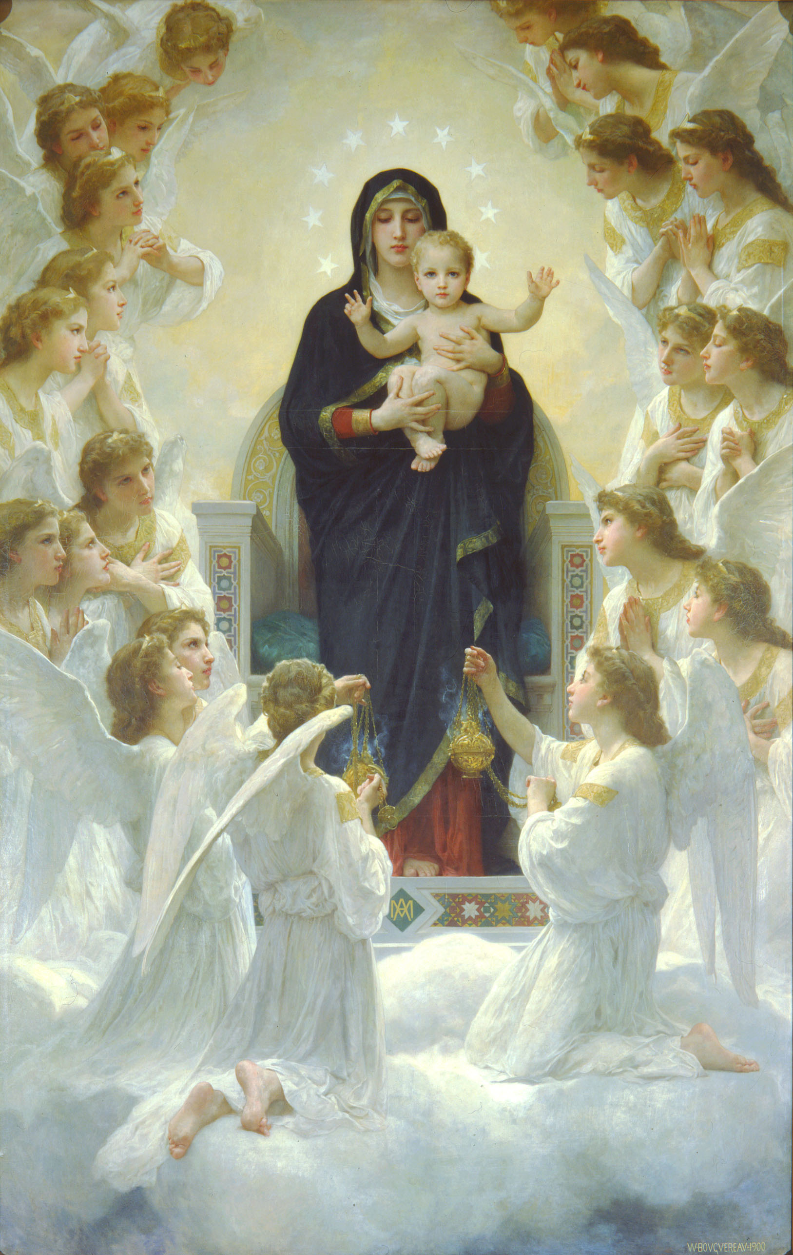 A3 Art Print titled The Virgin With Angels by William Adolphe Bouguereau for room decor