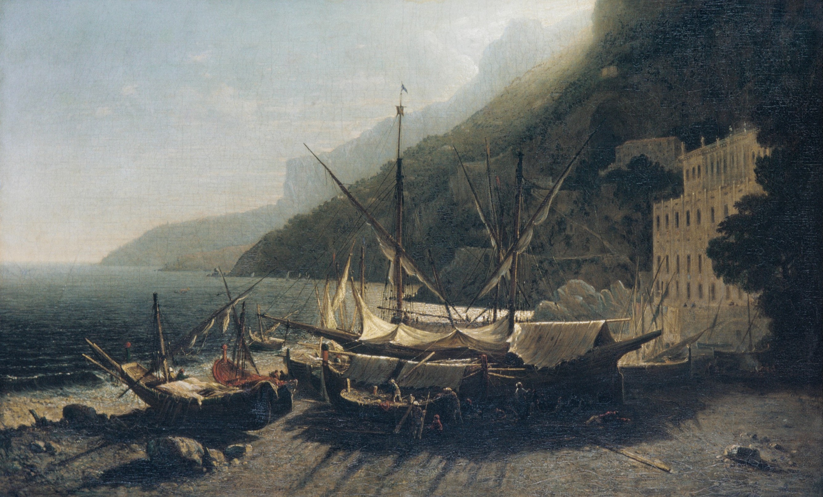 A3 Art Print titled View at Amalfi by George Loring Brown for room decor