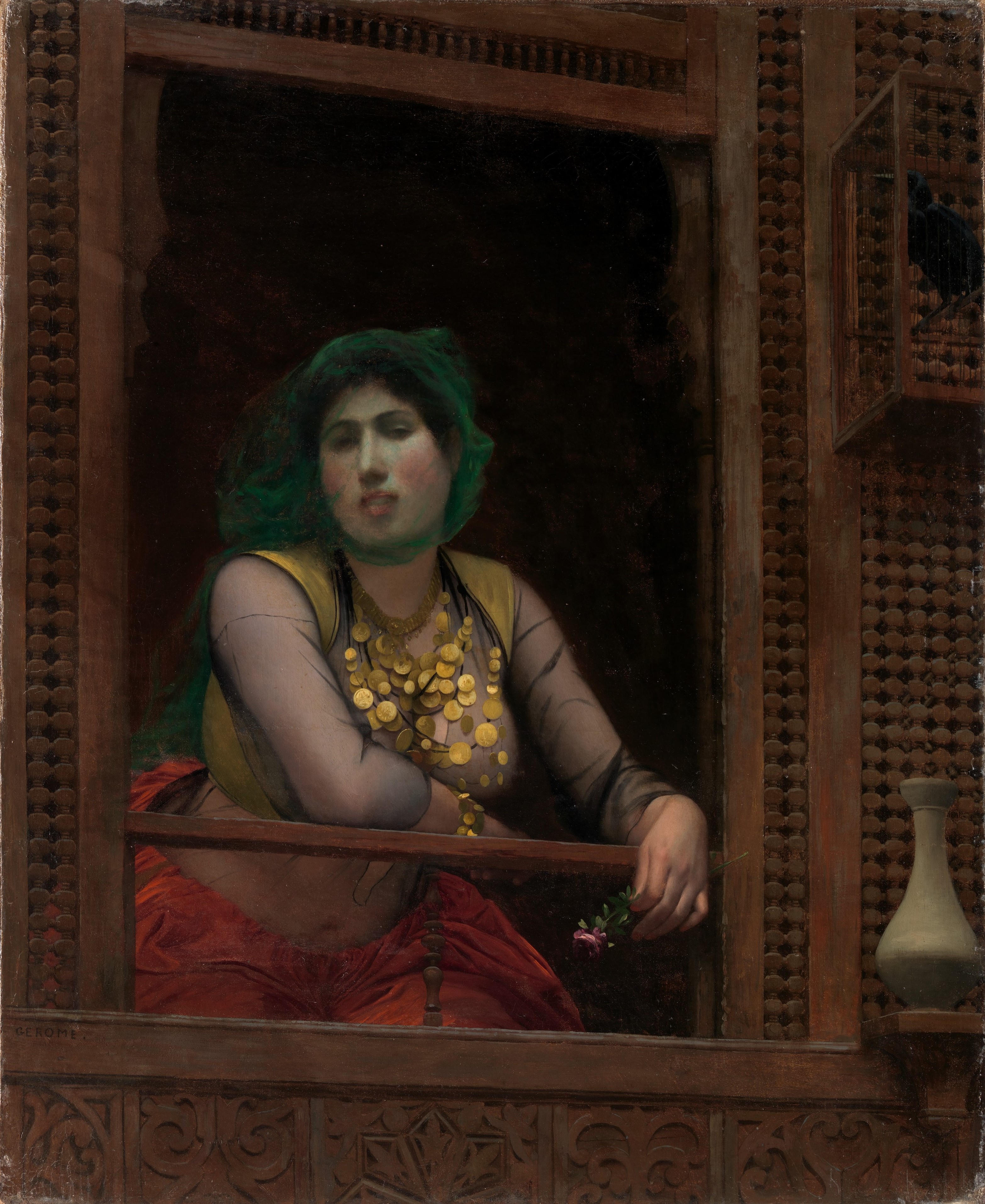 A3 Art Print titled Woman at a Balcony by Jean Leon Gerome for room decor