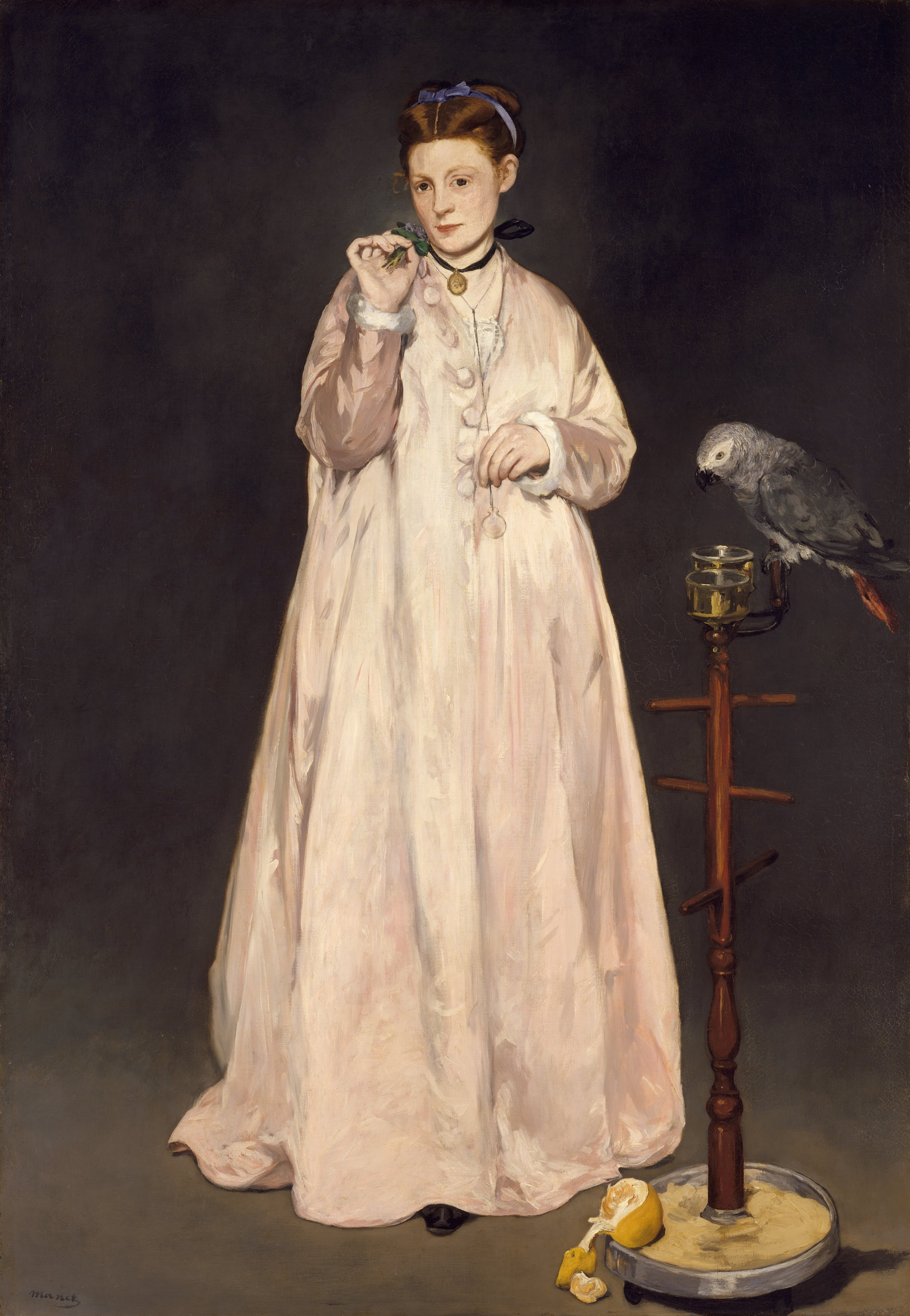 A3 Art Print titled Woman with a Parrot by Edouard Manet for room decor
