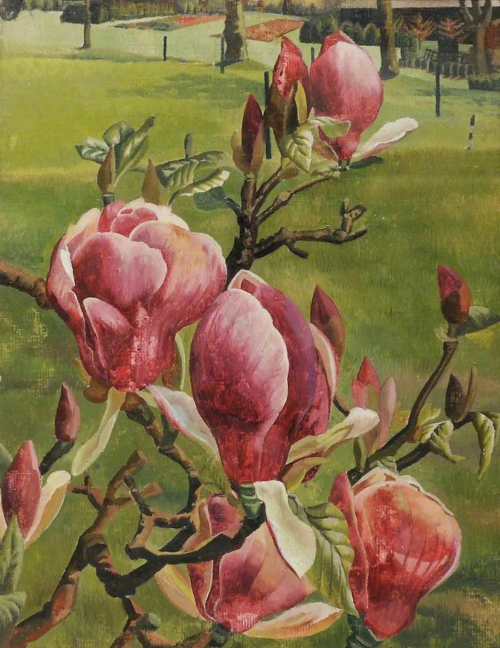 A3 Art Print titled Red Magnolia by Stanley Spencer for room decor