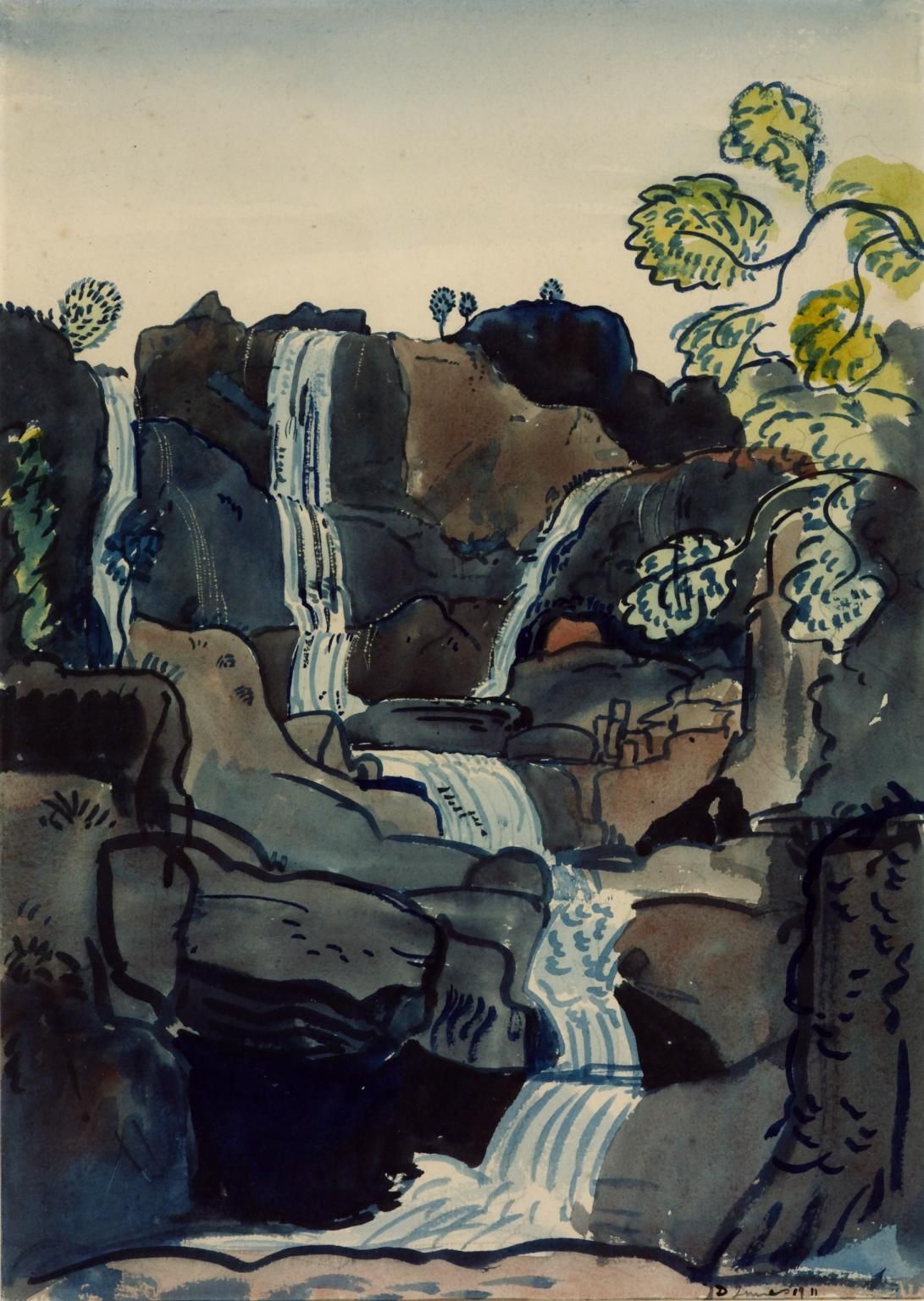 A3 Art Print titled Waterfall by James Dickson Innes for room decor