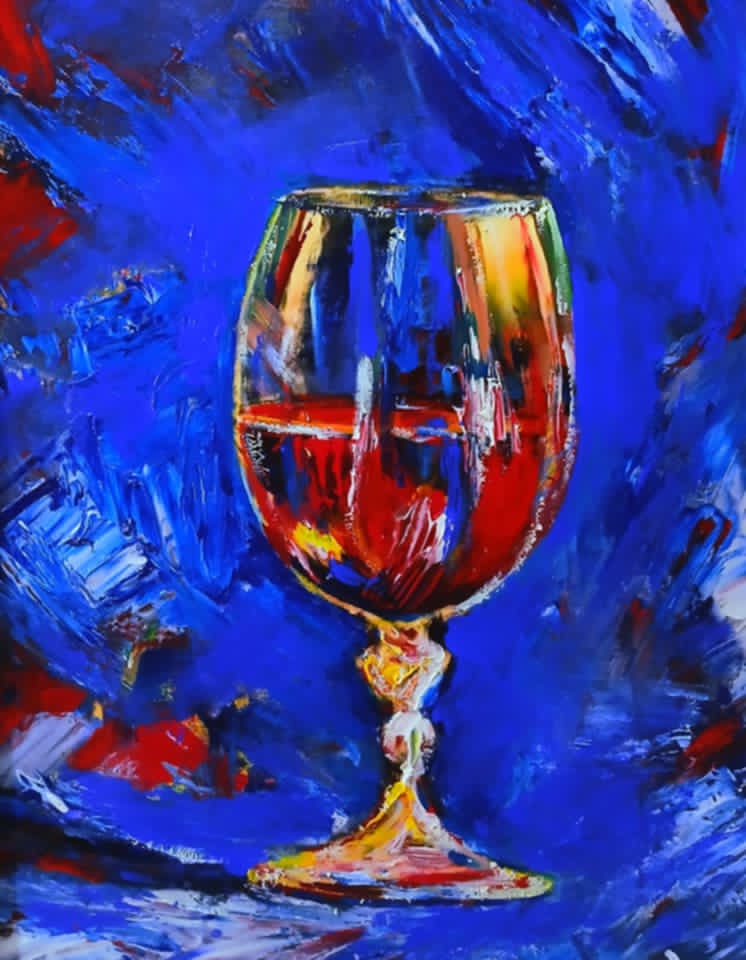 Original Painting titled Glass of Wine by B.A.