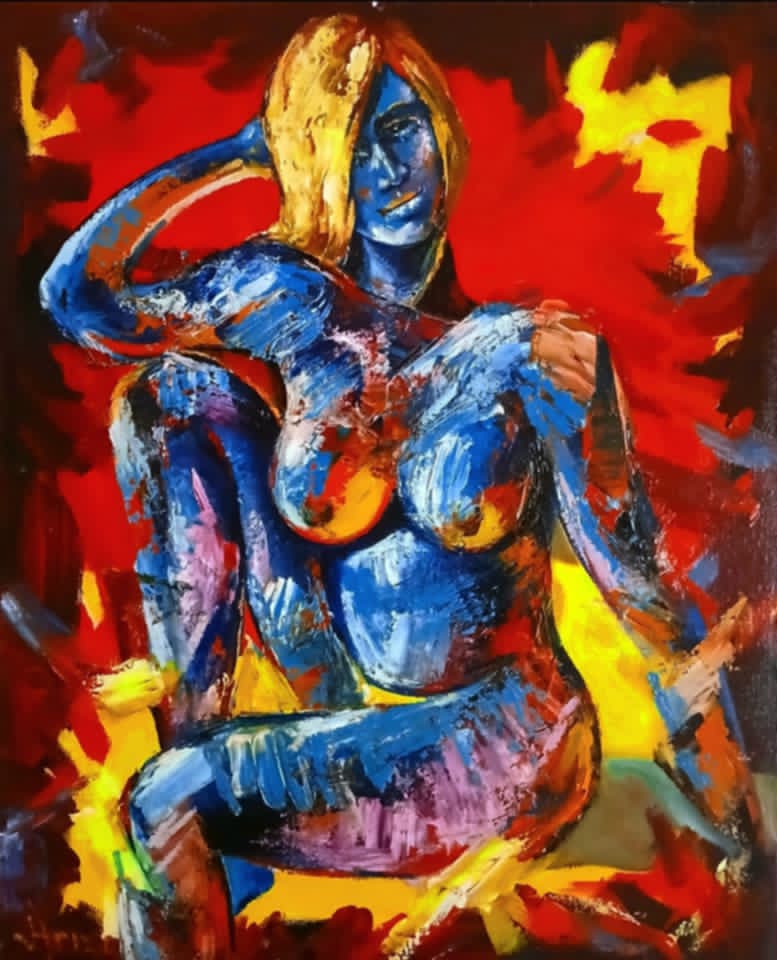 Original Painting titled Blue Nude by B.A.