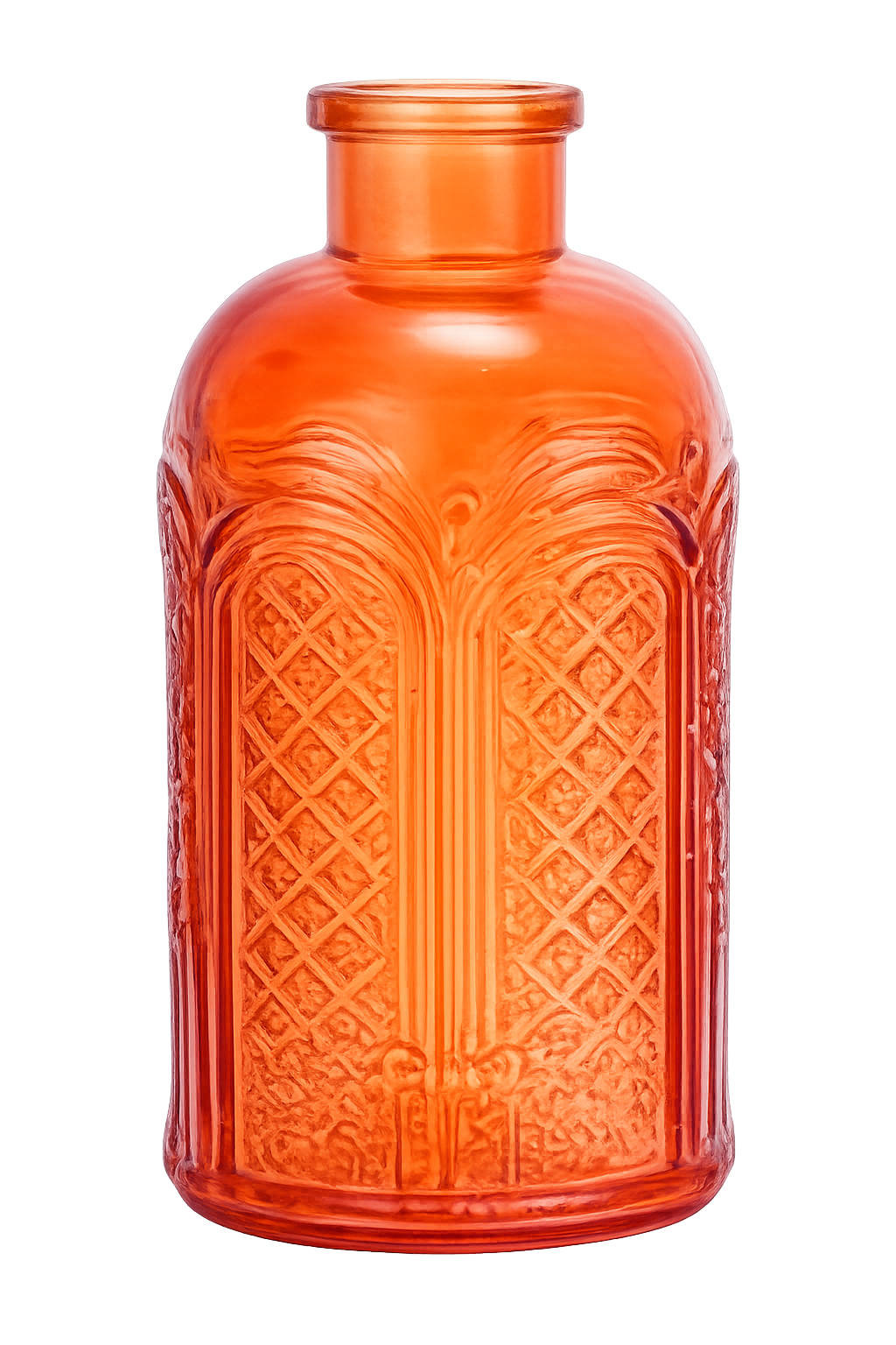 Decorative Object titled Vibrant Orange Glass Vase by Art For My Room with orange, black, gray tones for room decor