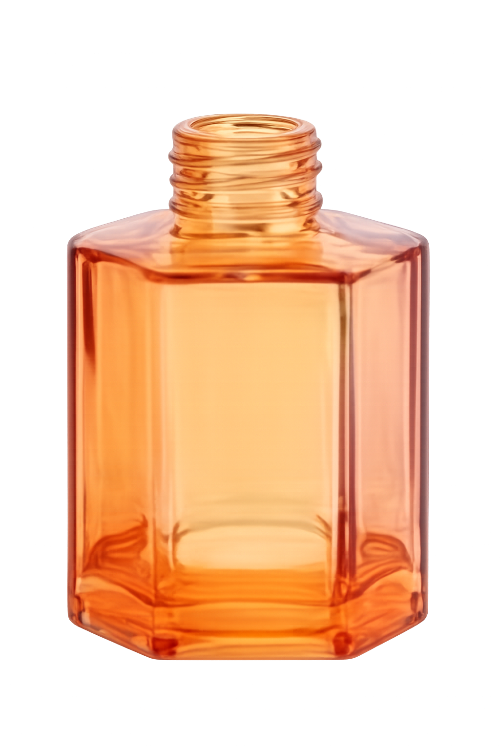 Decorative Object titled Amber Orange Hexagonal Glass Vase by Art For My Room with yellow, black, orange tones for room decor