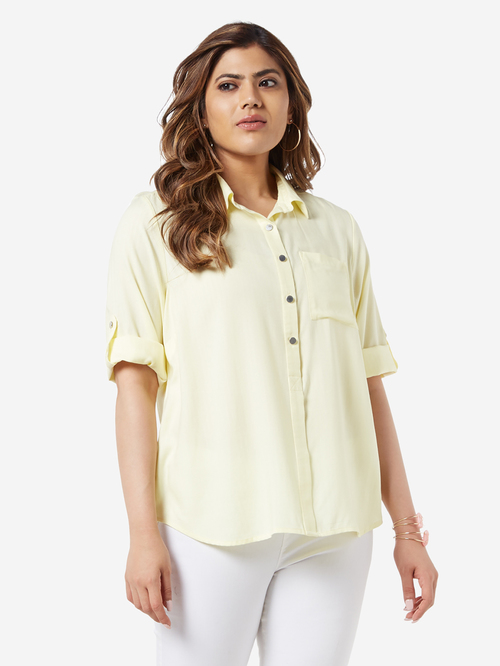 Gia Curve by Westside Yellow Alexa Casual Shirt Price in India