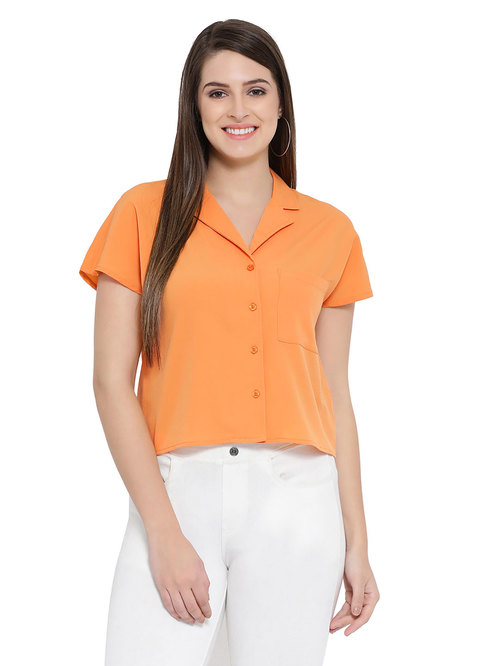 Oxolloxo Sunrise Classic Orange V Neck Shirt Price in India