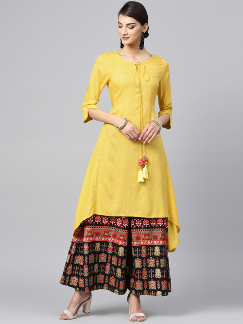 Juniper Mustard High Low Kurta Price in India