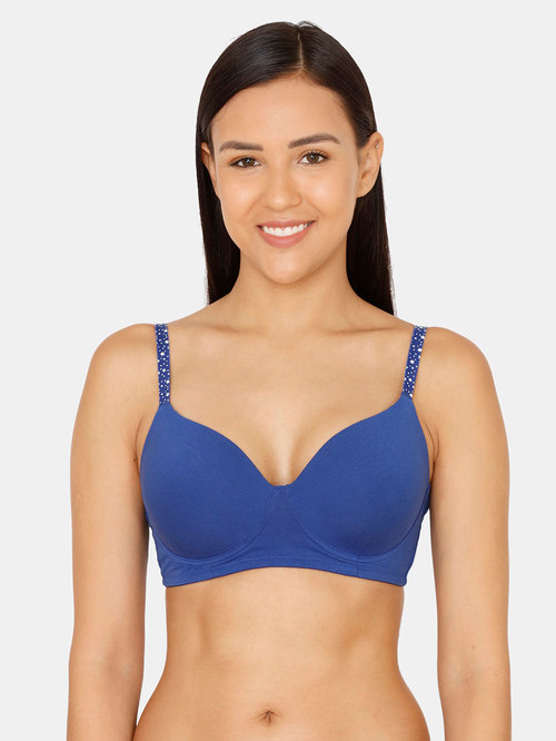 Zivame Blue Non Wired Padded T-Shirt Bra Price in India