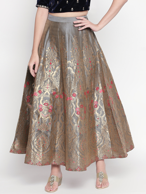 Akkriti by Pantaloons Charcoal Printed Skirt Price in India