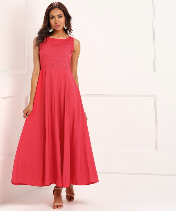 Women Maxi Pink Dress Price in India