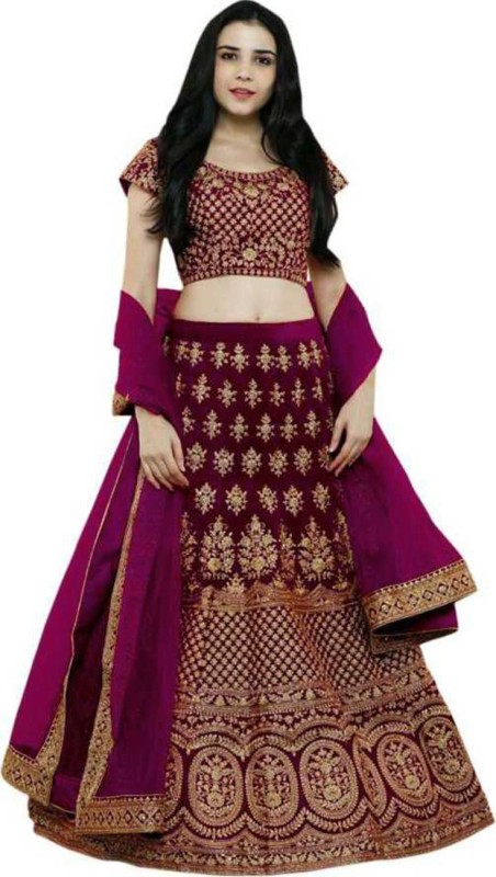 Embroidered Semi Stitched Lehenga Choli Price in India