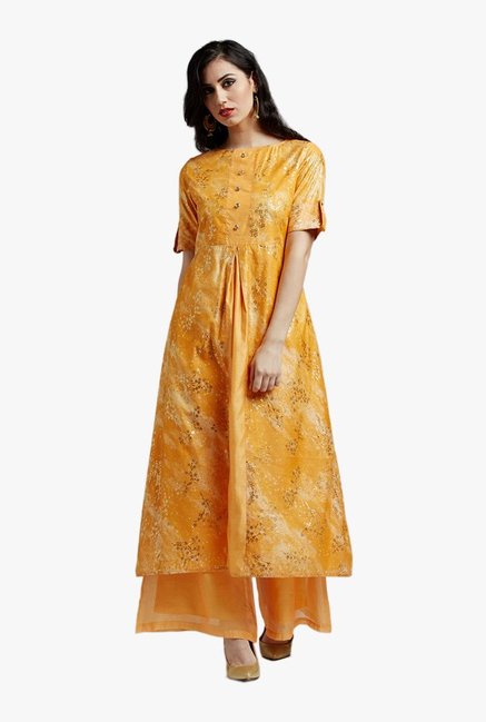 Jaipur Kurti Yellow Printed Kurta Price in India