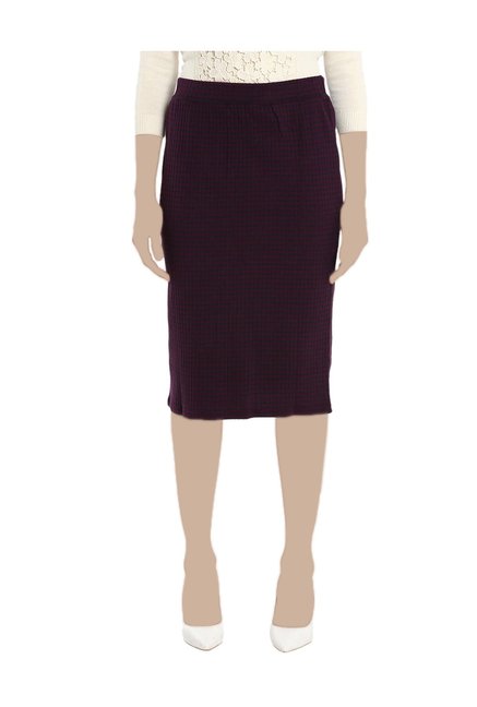 United Colors of Benetton Purple Striped Knee Length Skirt Price in India