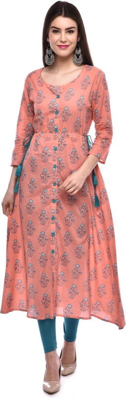 Women Printed Cotton Blend A-line Kurta Price in India