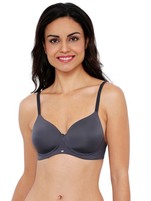 Soie Grey Full Coverage Padded Non Wired Sports Bra Price in India