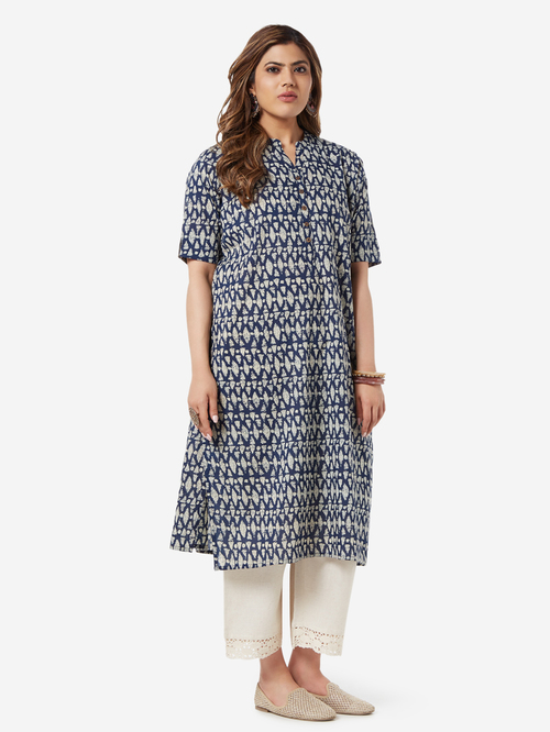 Diza Curve by Westside Indigo Allover Print Straight Kurta Price in India