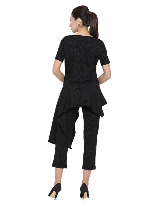 Office & You Black Asymmetrical Peplum Top Price in India