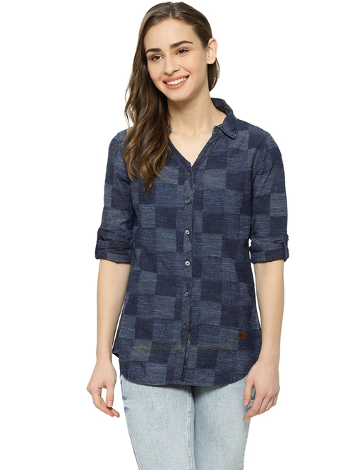 Campus Sutra Blue Checks Shirt Price in India