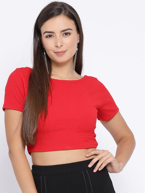 MEEE Red Regular Fit Crop Top Price in India