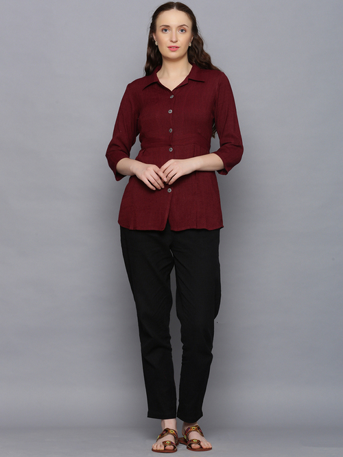 Amaiva Maroon Regular Fit Shirt Price in India