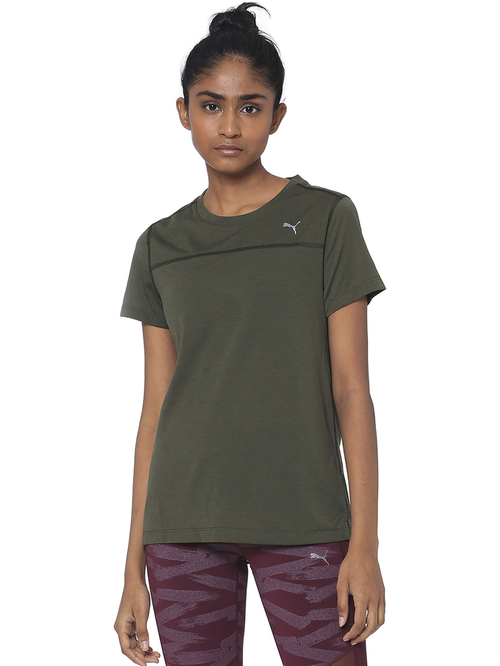 Puma Olive Green Regular Fit Sports T-Shirt Price in India