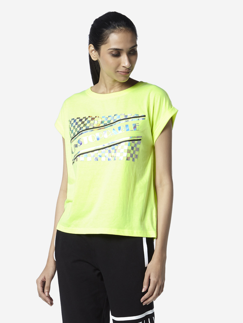 Studiofit by Westside Neon Green Printed Power T-Shirt Price in India